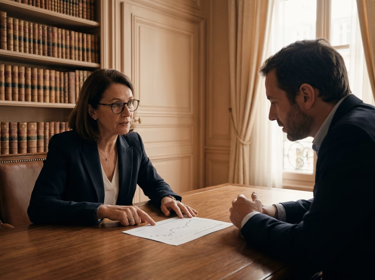 Une conseillère en gestion de patrimoine discute avec un client